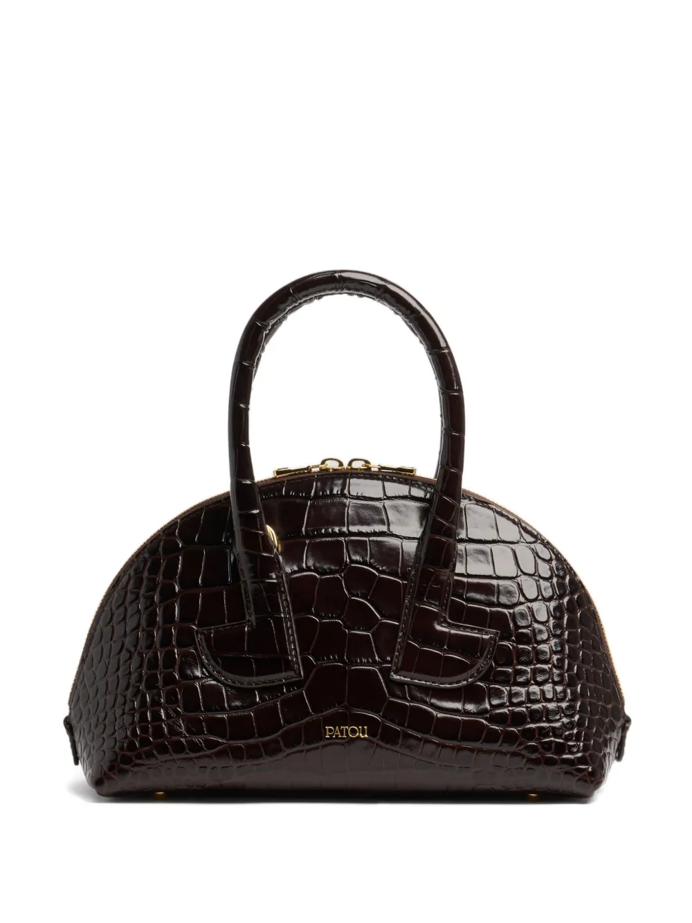 Patou クロコパターン ショルダーバッグ - ブラウン