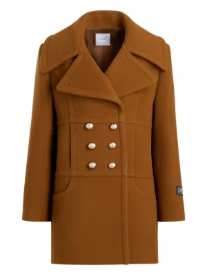 【PATOU】logo-embroidered double-breasted virgin wool コート Patou Embroidered virgin wool peacoat Patou