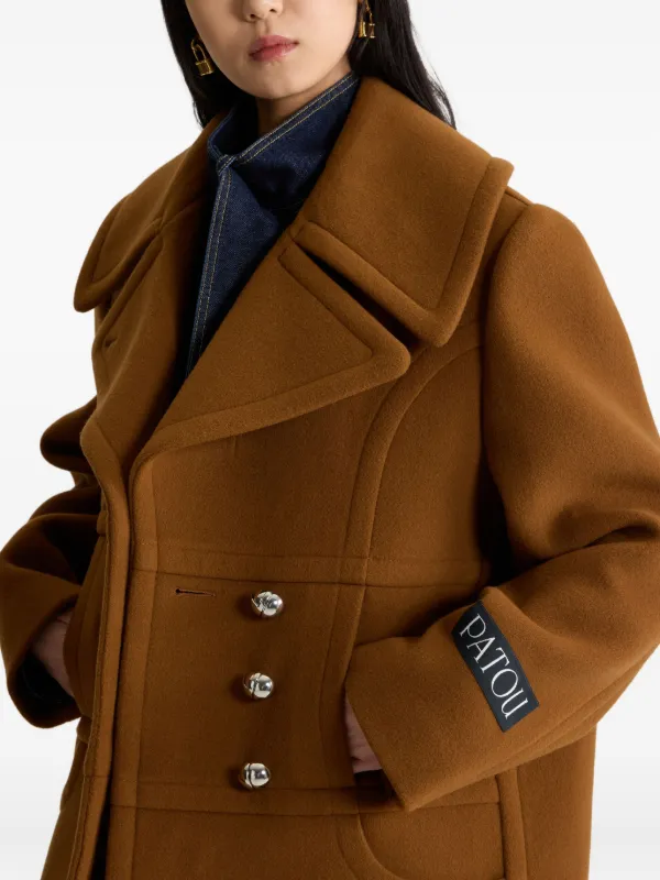 Patou double-breasted Buttoned Coat | Brown | FARFETCH NZ