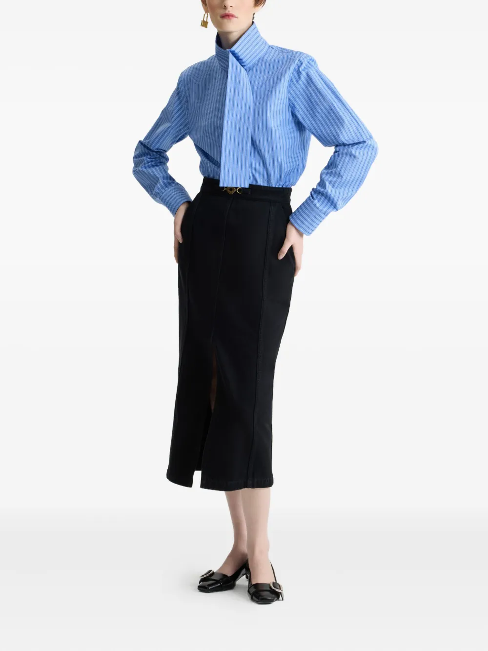 Patou Gestreepte blouse met sjaalkraag Blauw