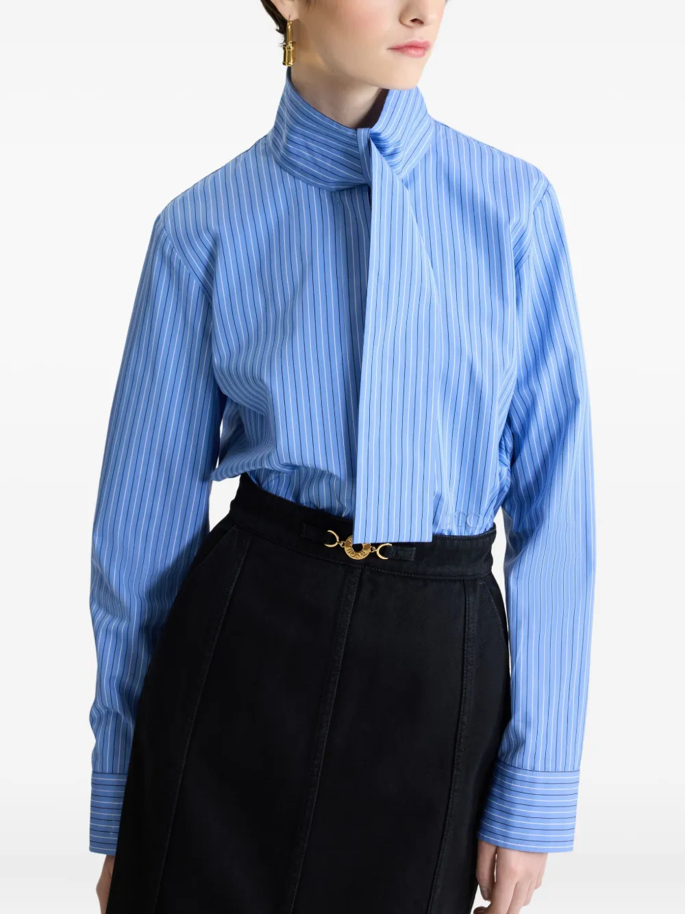 Patou Gestreepte blouse met sjaalkraag Blauw