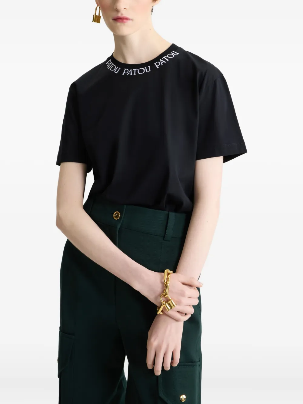 Patou T-shirt met geborduurd logo Zwart