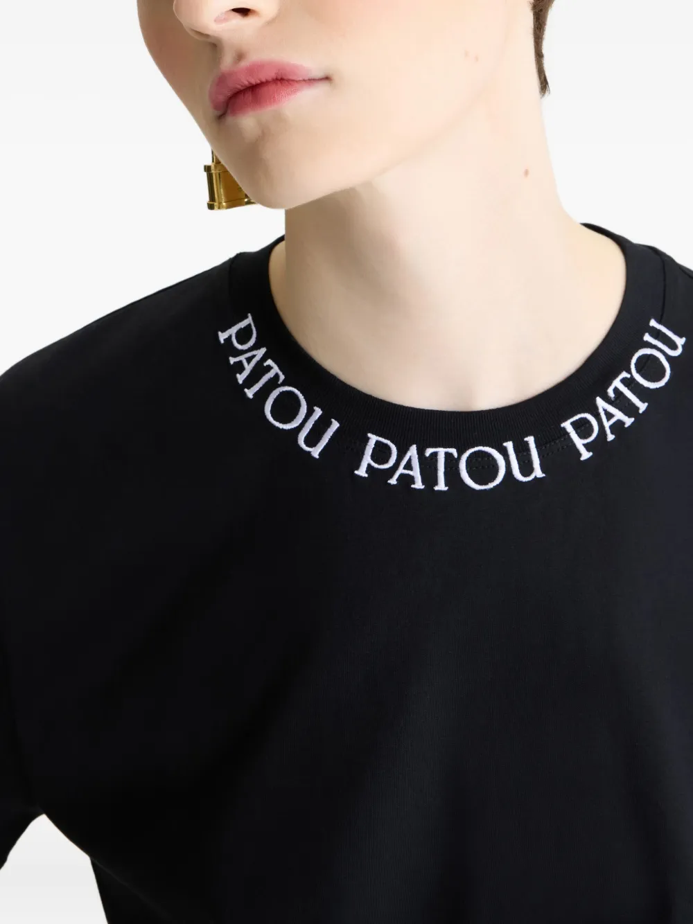 Patou T-shirt met geborduurd logo Zwart