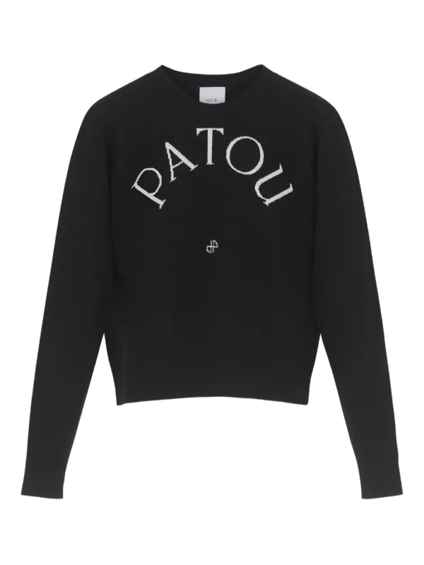 Patou Logo-embroidered Wool Sweater in Black