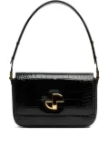 Patou Le lock crocodile-pattern shoulder bag - Black