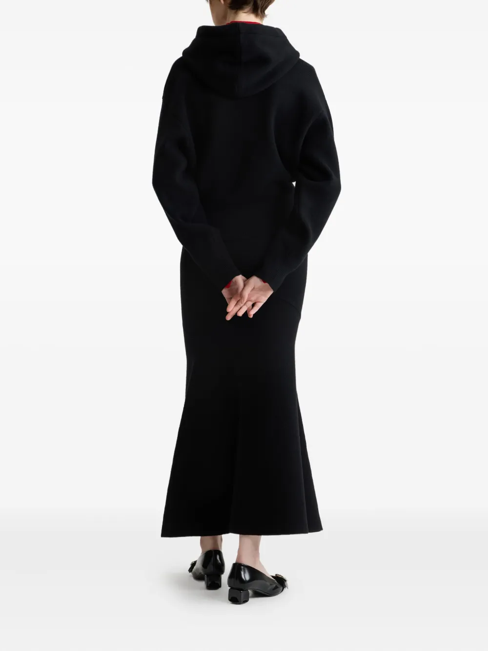 Patou Wollen maxi-rok met fishtail Zwart