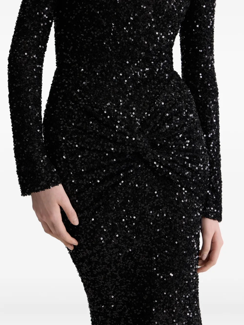 Patou Maxi-jurk met hoge hals en pailletten Zwart