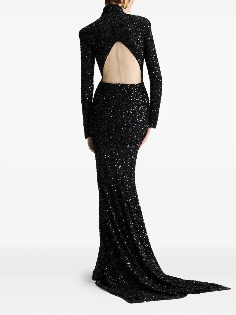 Patou Maxi-jurk met hoge hals en pailletten Zwart