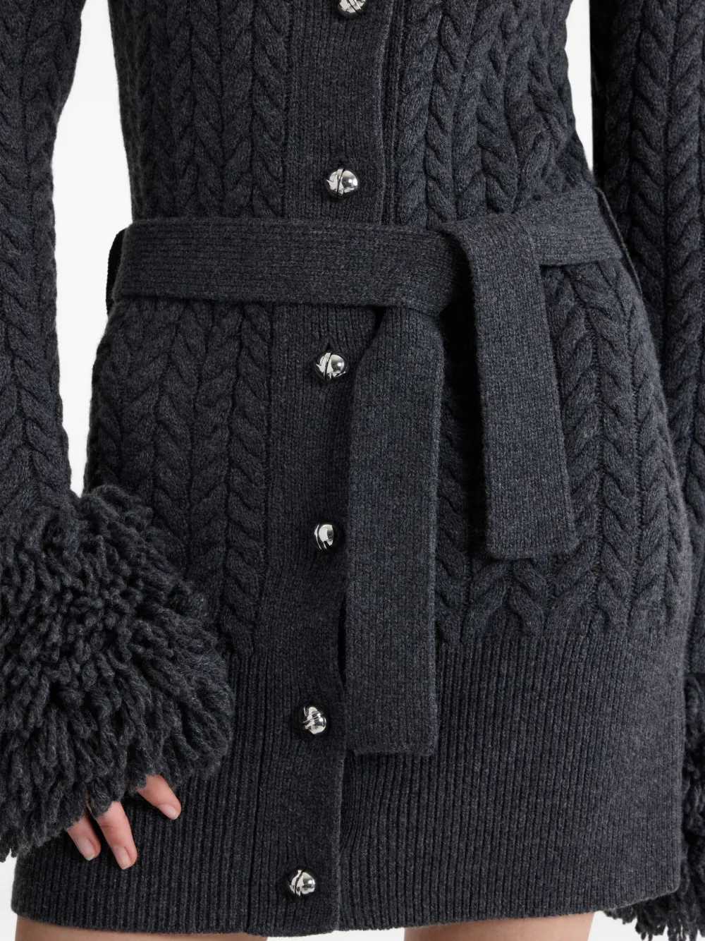Patou Kabelgebreid vest met franje afwerking Grijs