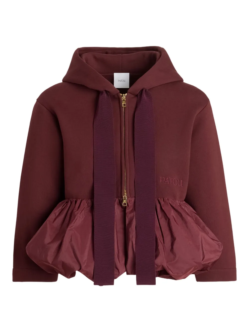 Patou Hoodie met ruches en rits Rood