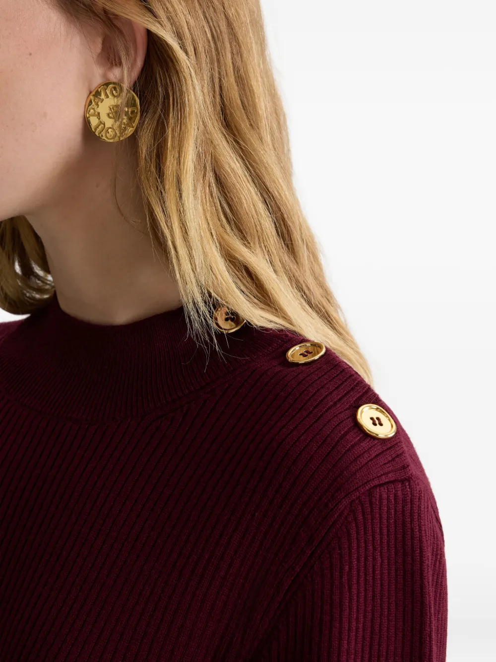 Patou Geribbelde mini-jurk met knoopdetail Rood