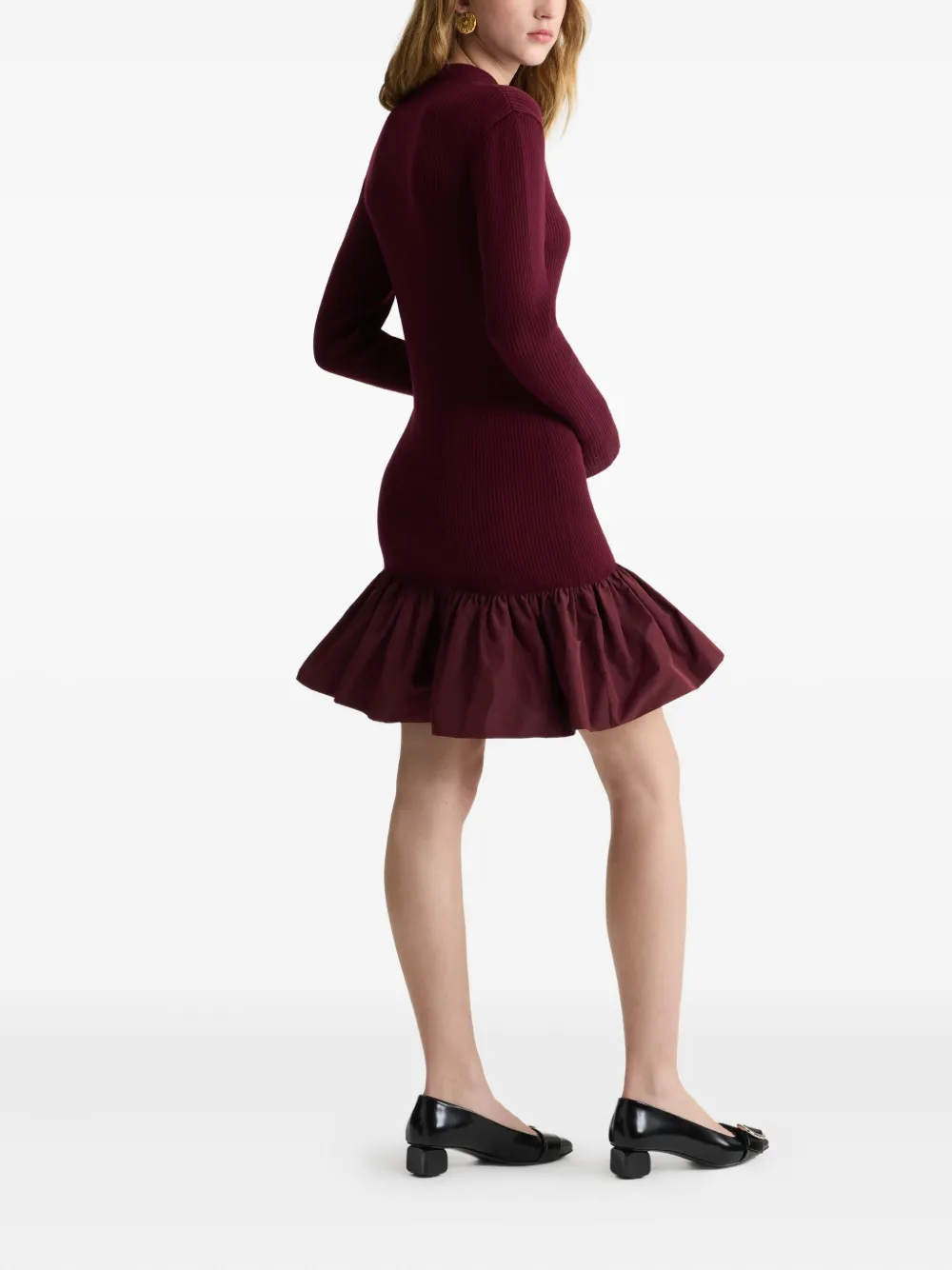 Patou Geribbelde mini-jurk met knoopdetail Rood