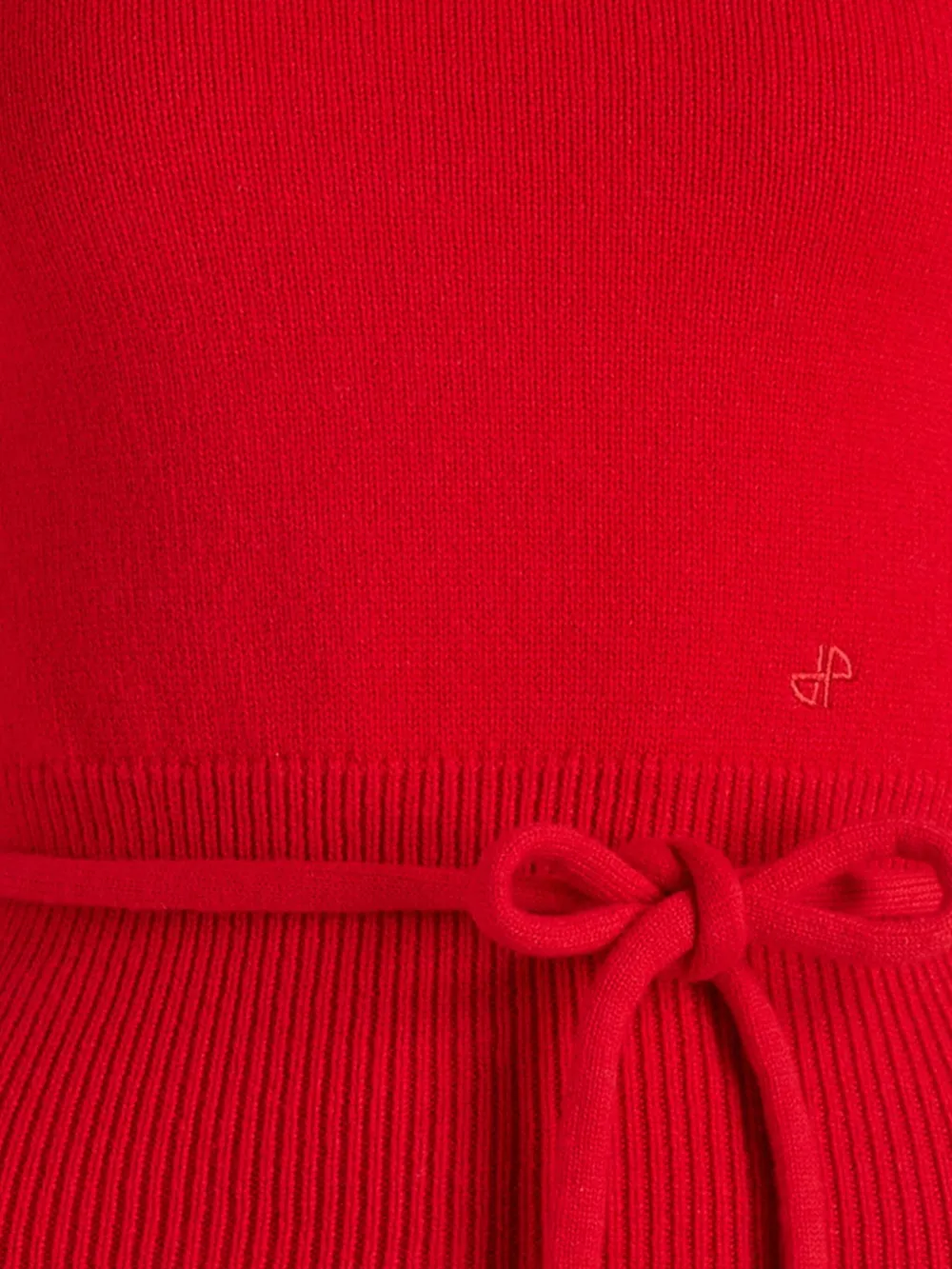 Patou Double Collar Belted Sweater In Red