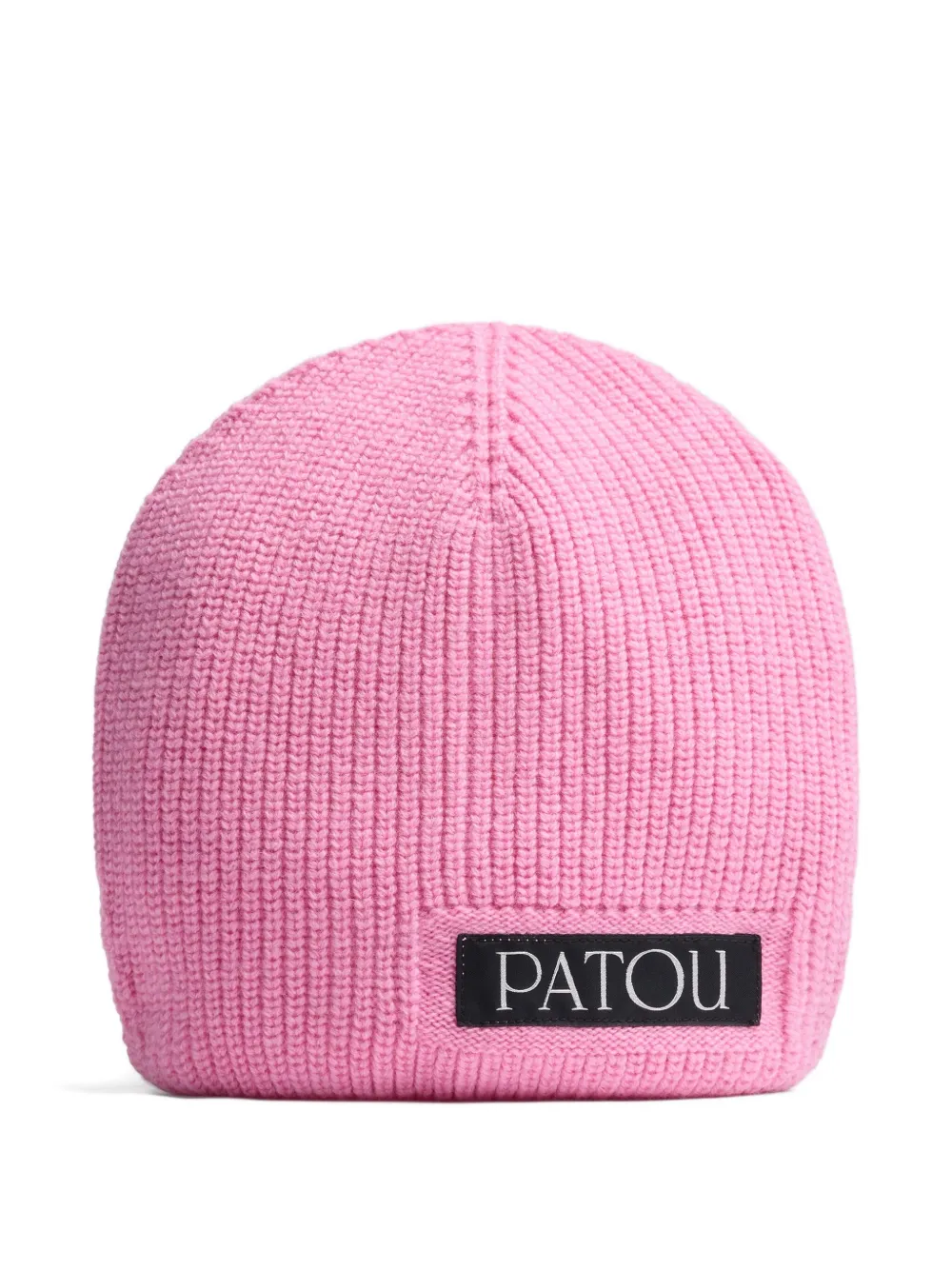 Patou Logo-appliqué Ribbed-knit Beanie In Pink