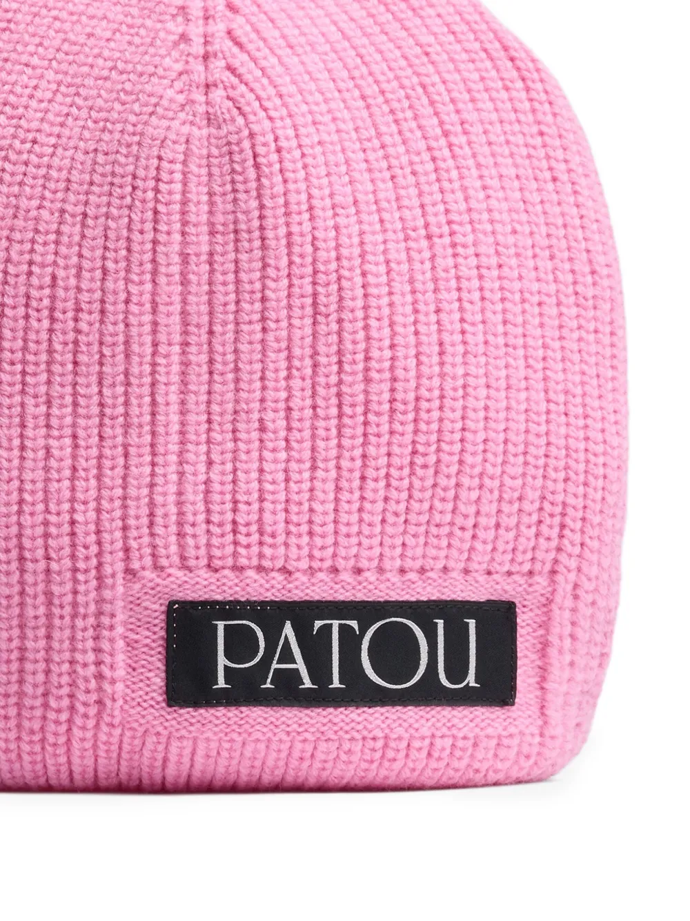 Patou Logo-appliqué Ribbed-knit Beanie In Pink