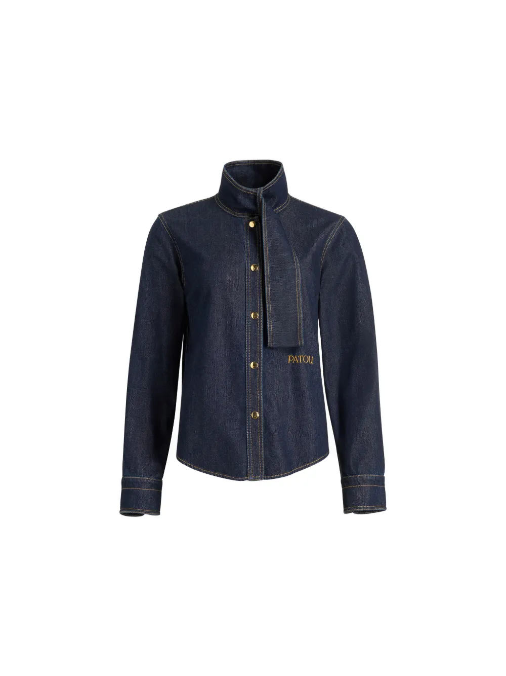 Patou scarf-collar denim shirt Blauw