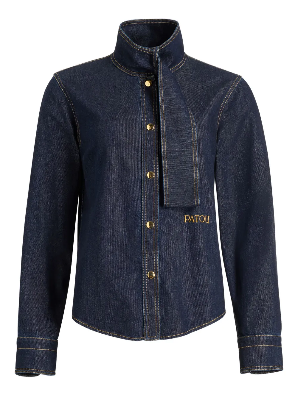 Patou scarf-collar denim shirt - ブルー Patou scarf-collar denim shirt - ブルー