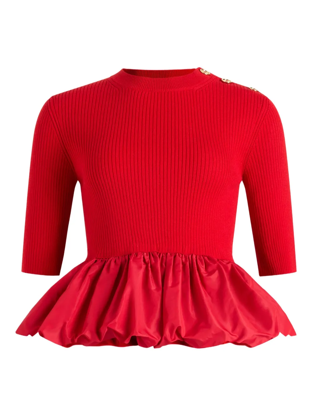 Patou Geribbelde trui met ruches Rood
