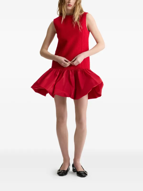open lace back dress Valentina Sleeveless Bubble Hem Scoop Back Mini Dress- Cherry Red Small