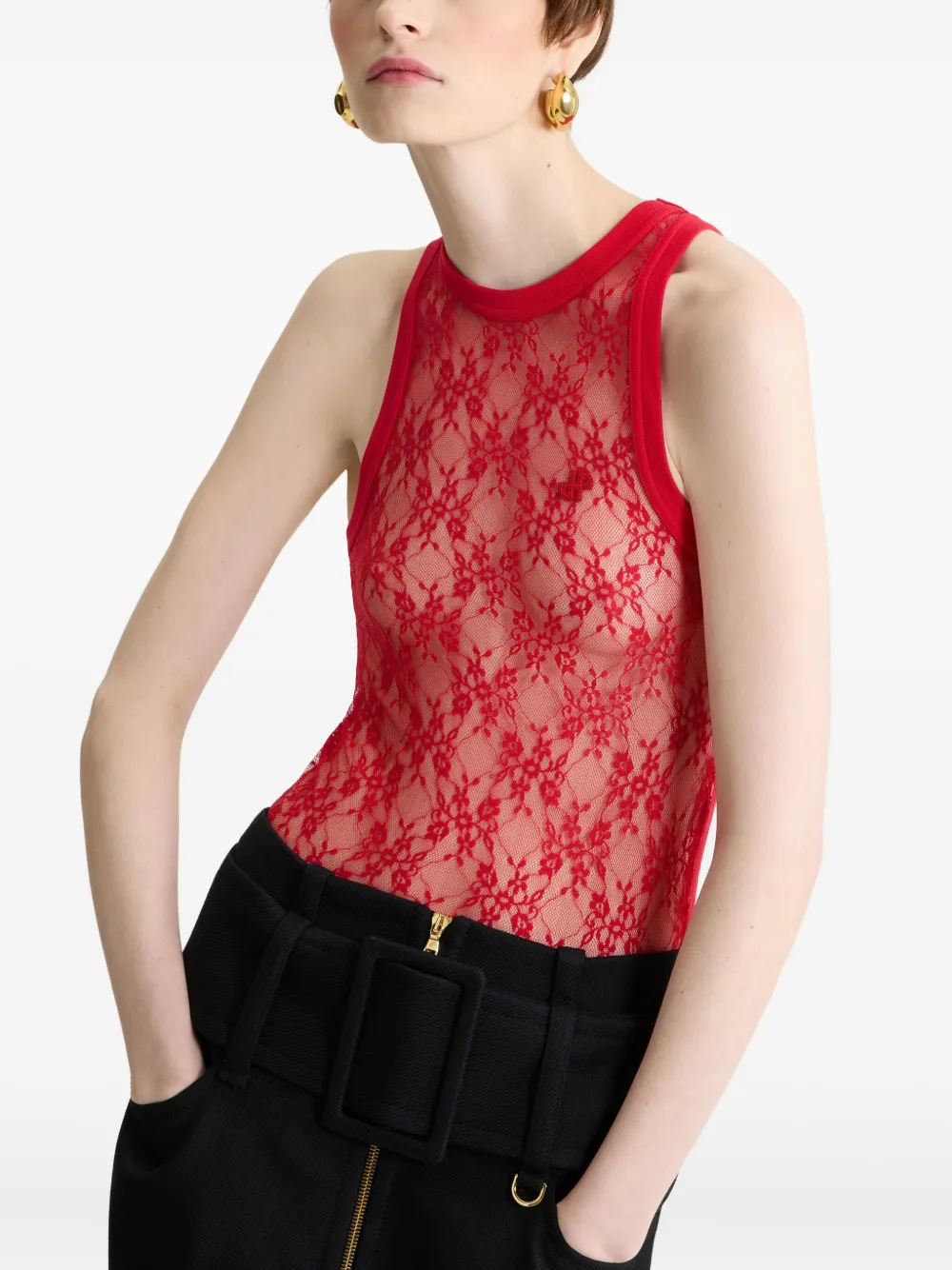 Patou Jersey tanktop met kant Rood
