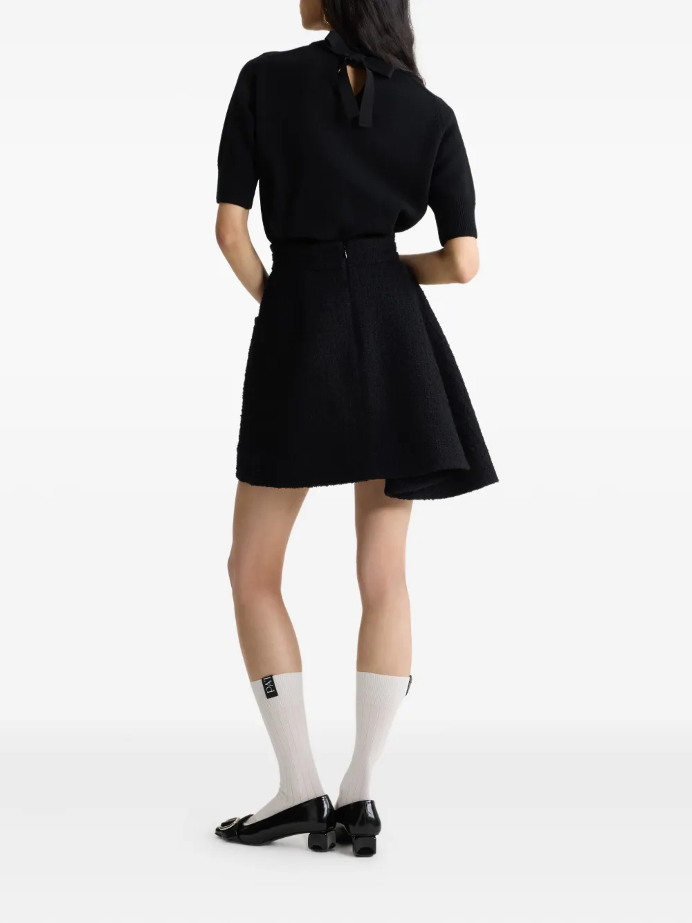 Patou Asymmetrische tweed rok - Zwart
