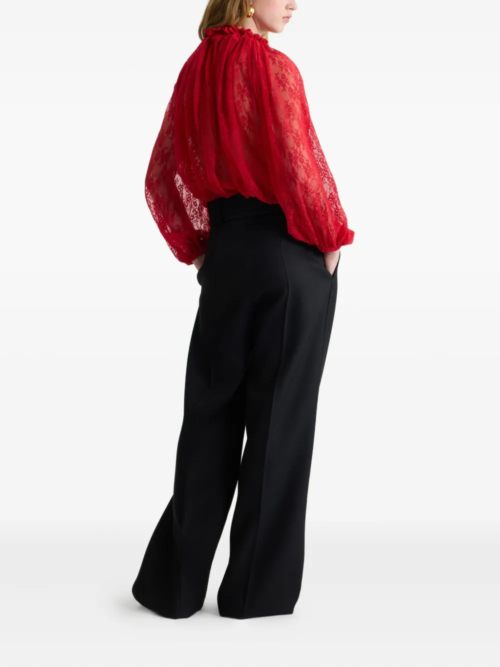 Patou Lace Drawstring Top In Red