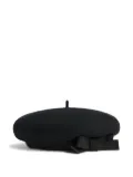 Patou grosgrain-bow wool beret - Black