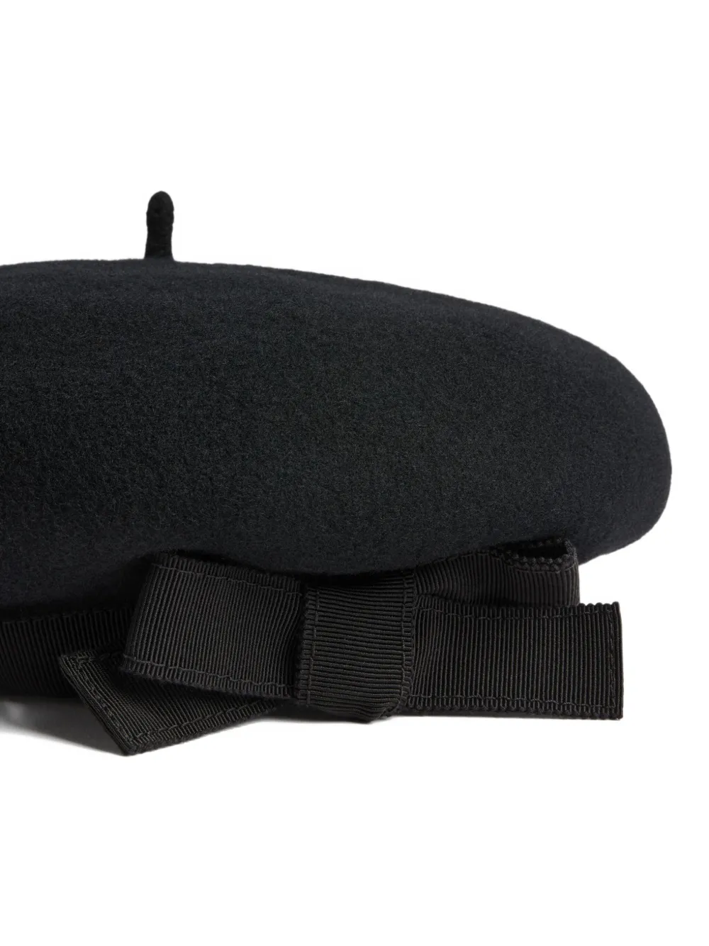 Patou Wollen baret met grosgrain strik Zwart