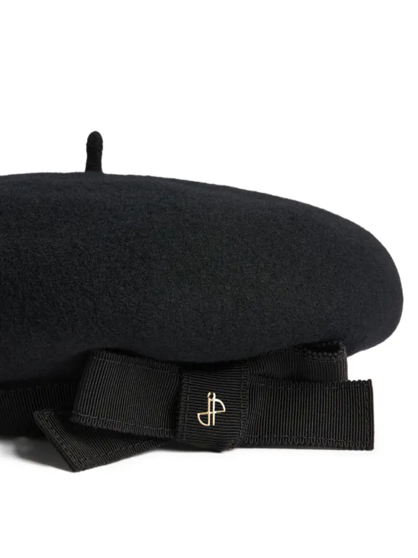 PATOU ブラックベレー帽 Patou グログランリボン ウールベレー帽 | ブラック | FARFETCH JP