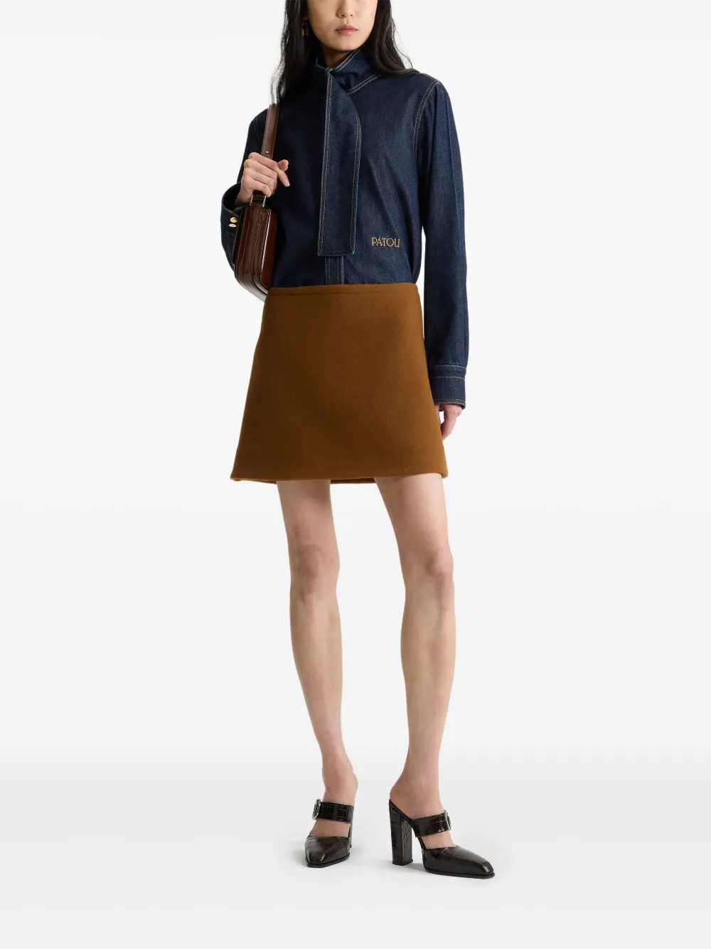 Patou Wollen mini-rok Bruin