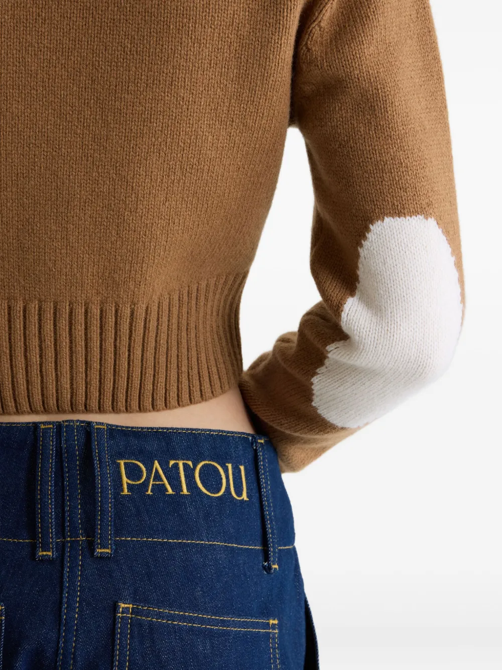 Patou button-embellished elbow-patch cardigan Bruin