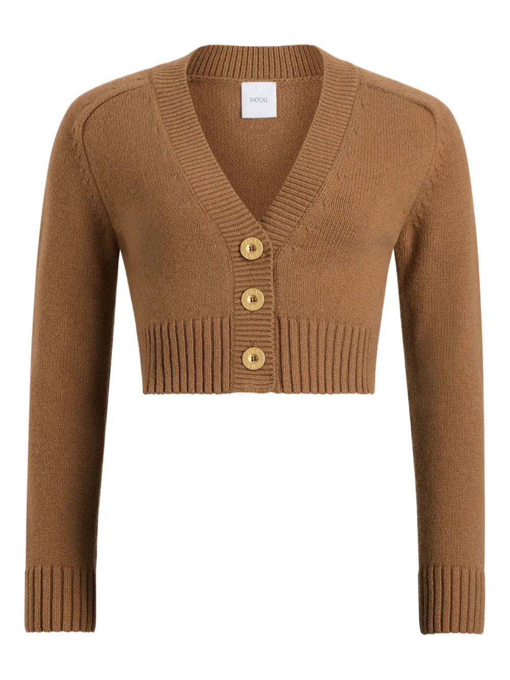 Patou button-embellished elbow-patch cardigan Bruin