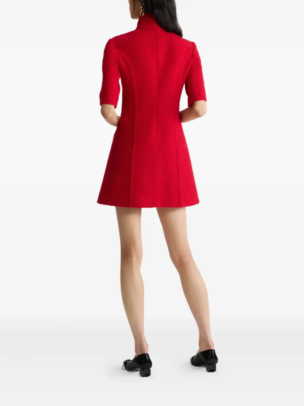 Patou Tweed jurk met hoge hals Rood