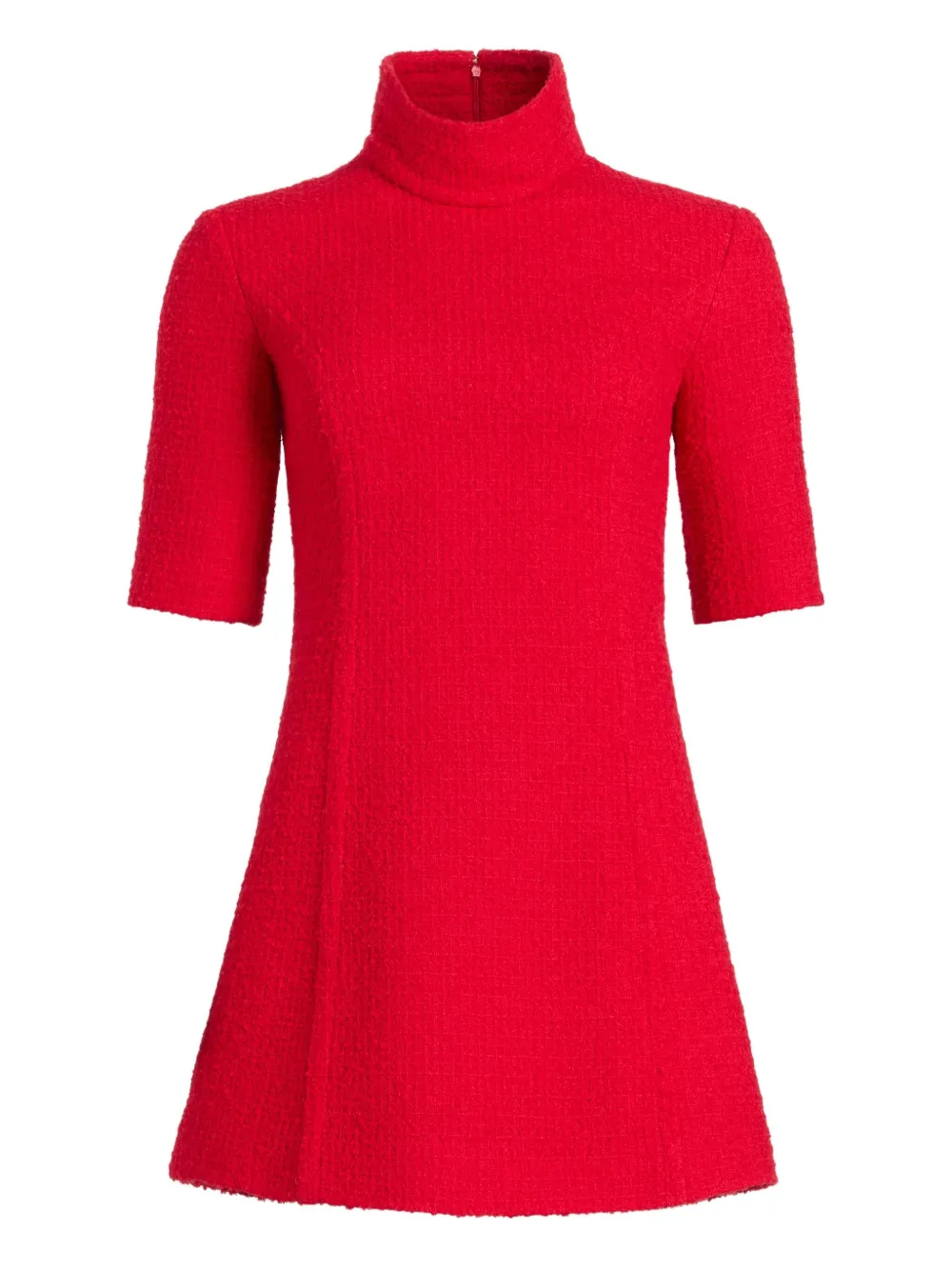 Patou Tweed jurk met hoge hals Rood