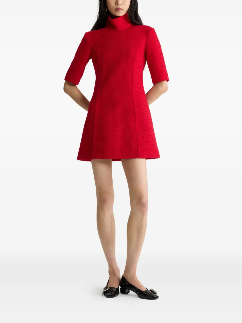 Patou Tweed jurk met hoge hals Rood