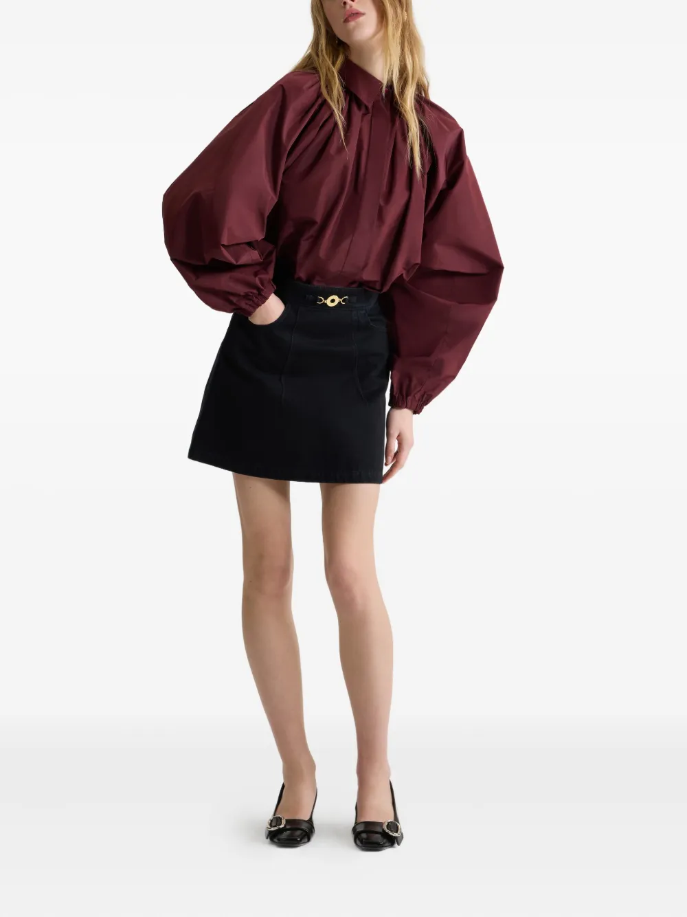 Patou Blouse met kraag en mouwen Rood