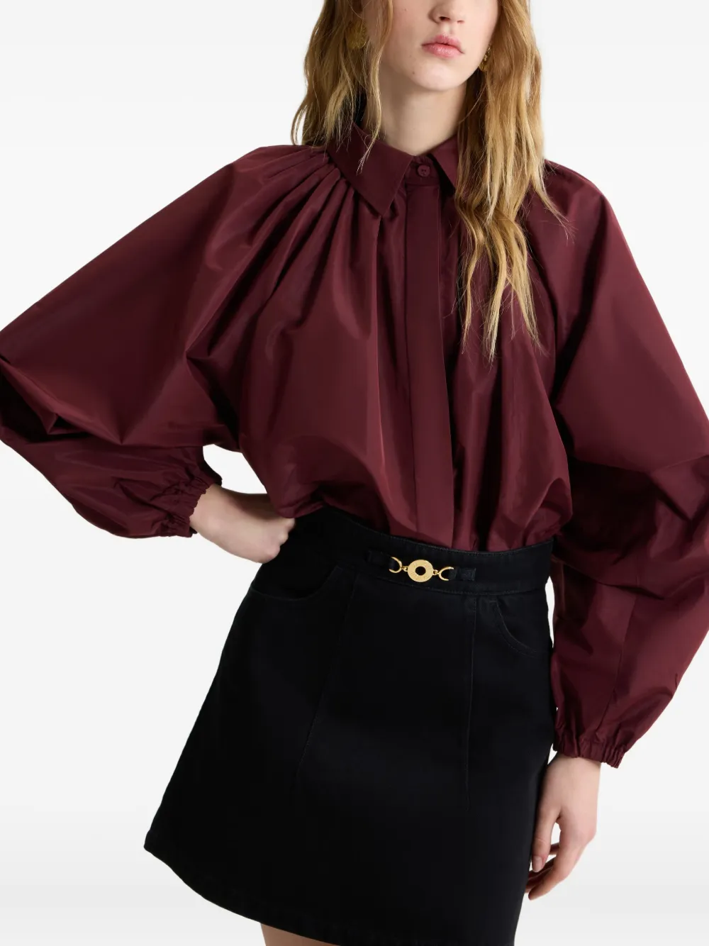 Patou Blouse met kraag en mouwen Rood