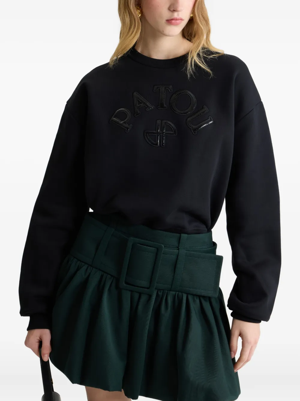 Patou Fleece sweater met logo Zwart