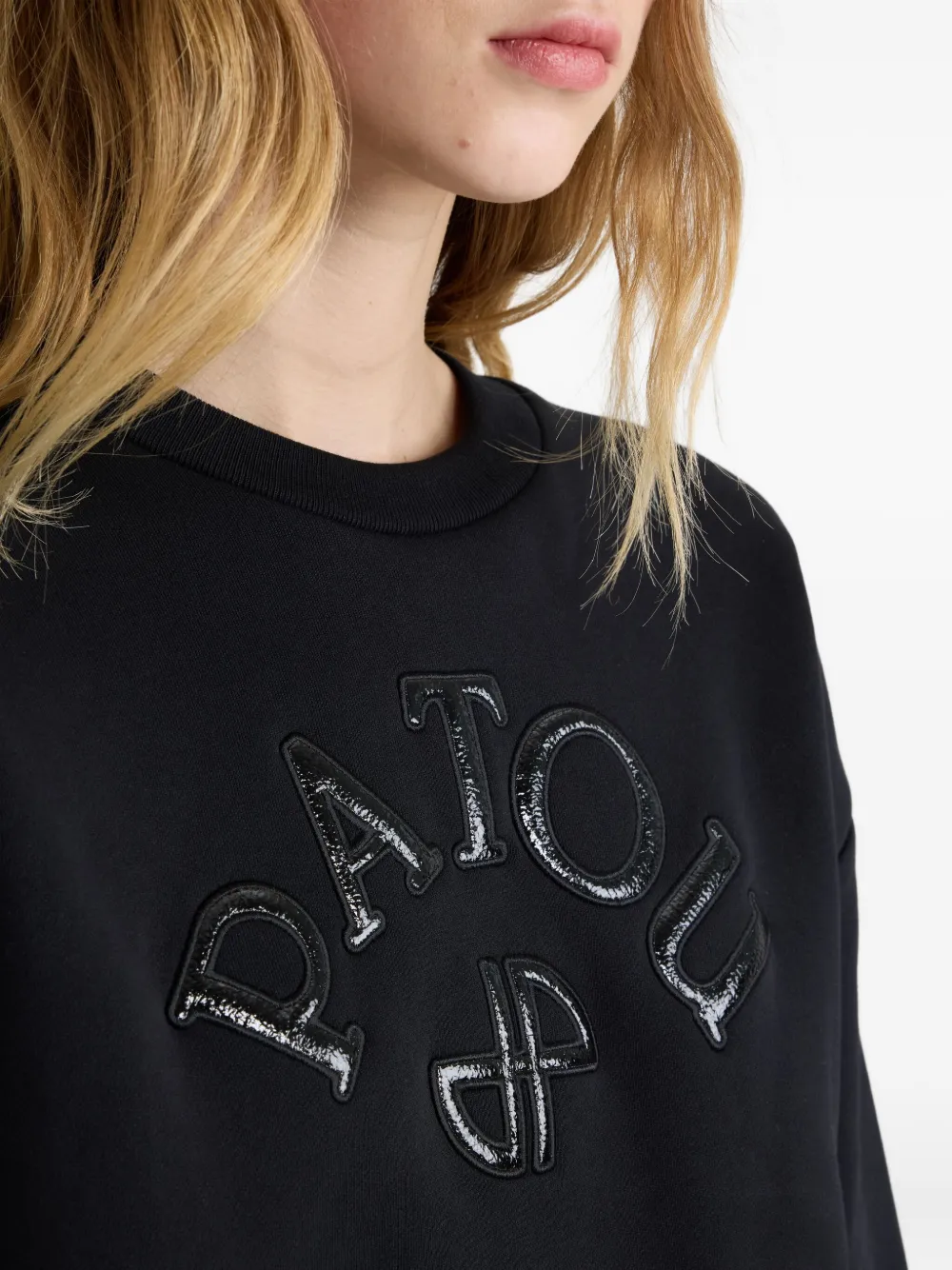 Patou Fleece sweater met logo Zwart