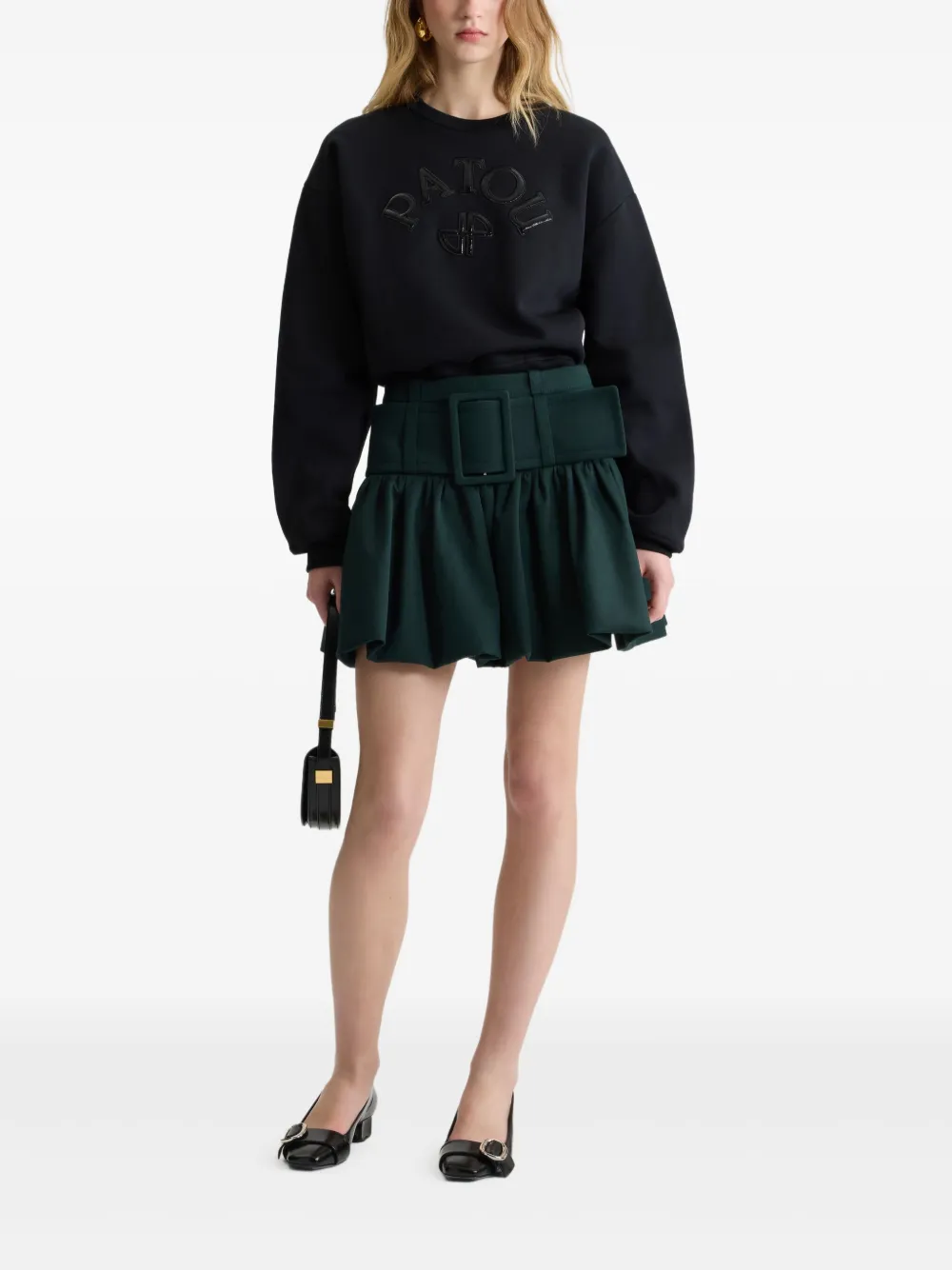 Patou Fleece sweater met logo Zwart