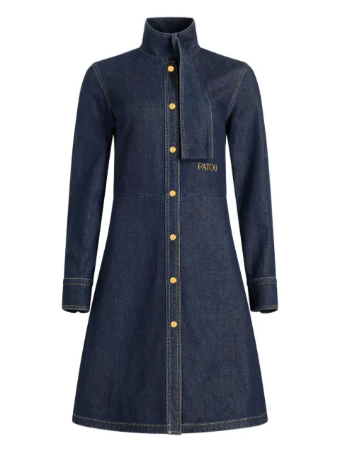 Patou scarf-collar denim dress