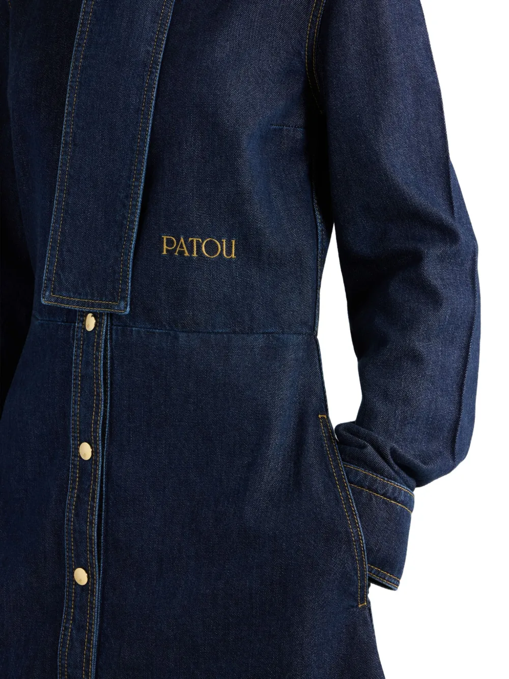 Patou Spijkerjurk met sjaalkraag Blauw