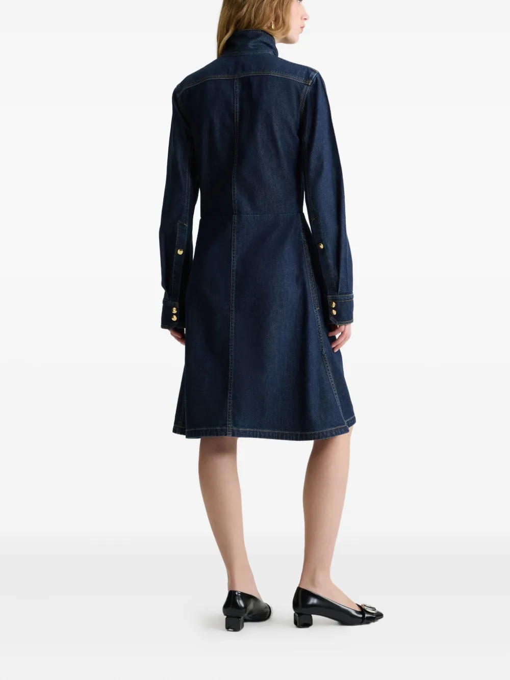 Patou Spijkerjurk met sjaalkraag Blauw