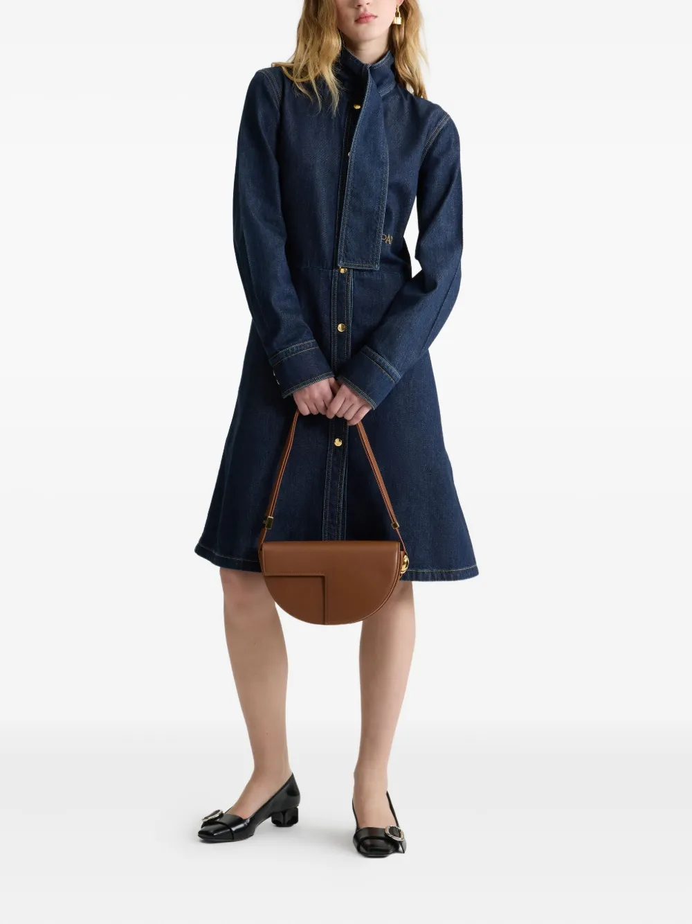 Patou Spijkerjurk met sjaalkraag Blauw