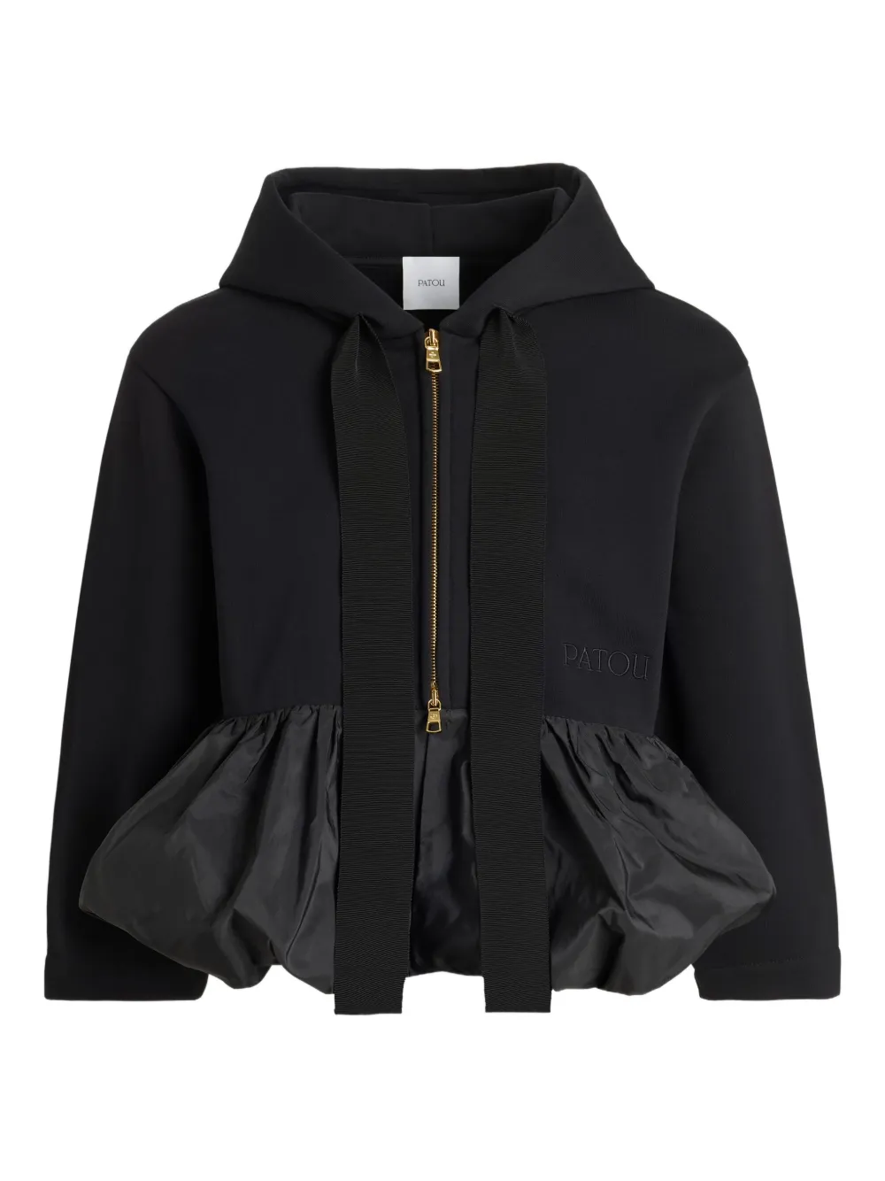 Patou Hoodie met ruches en rits Zwart