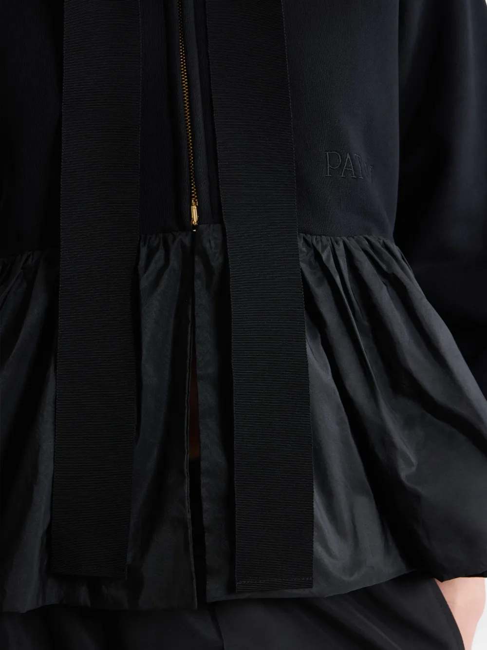 Patou Hoodie met ruches en rits Zwart