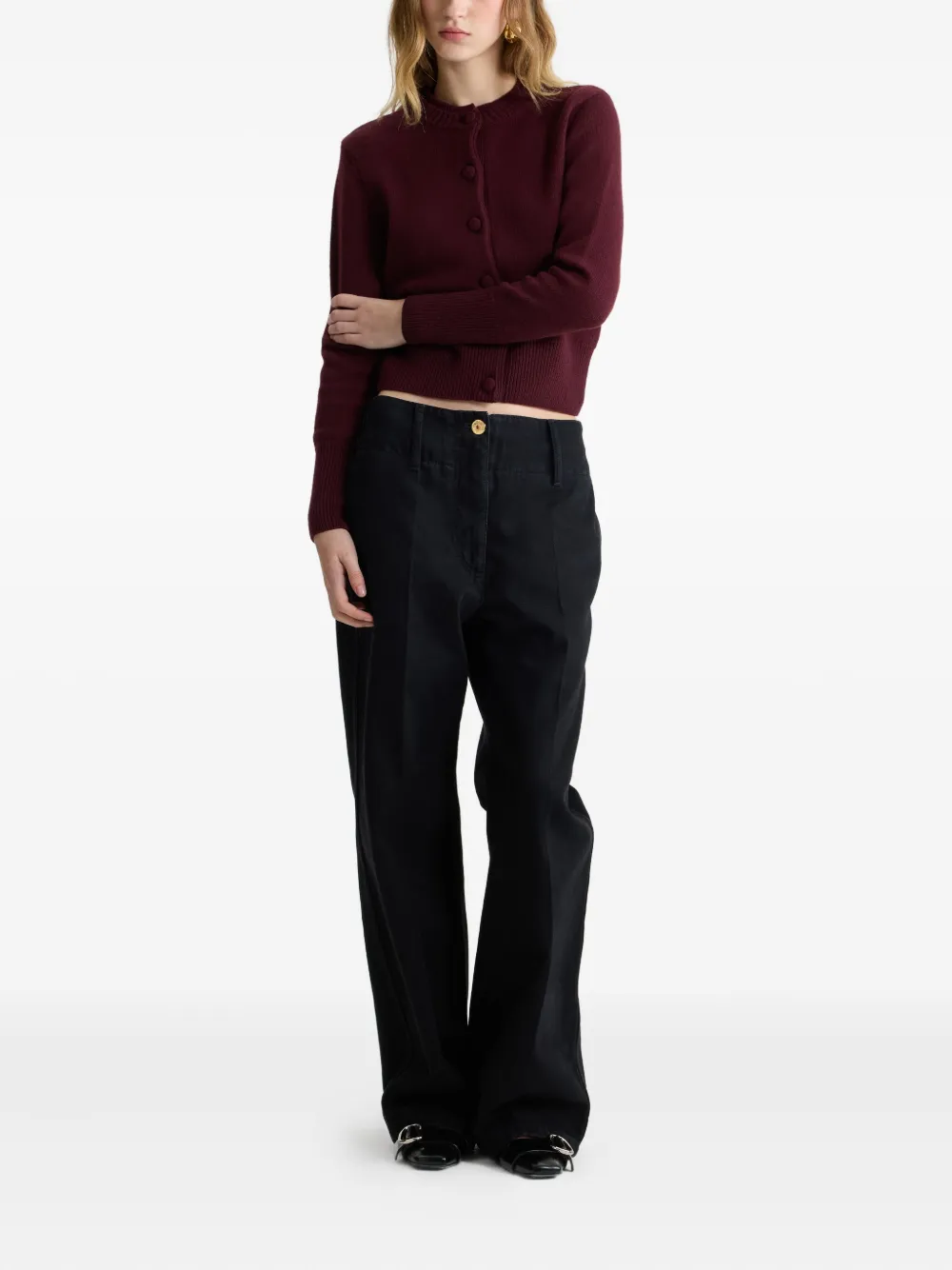 Patou Wollen vest met dubbele kraag Rood