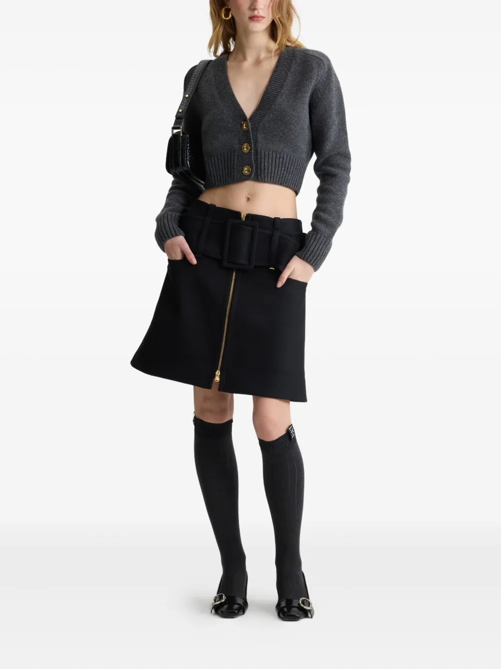 Patou elbow-patch button cardigan Grijs