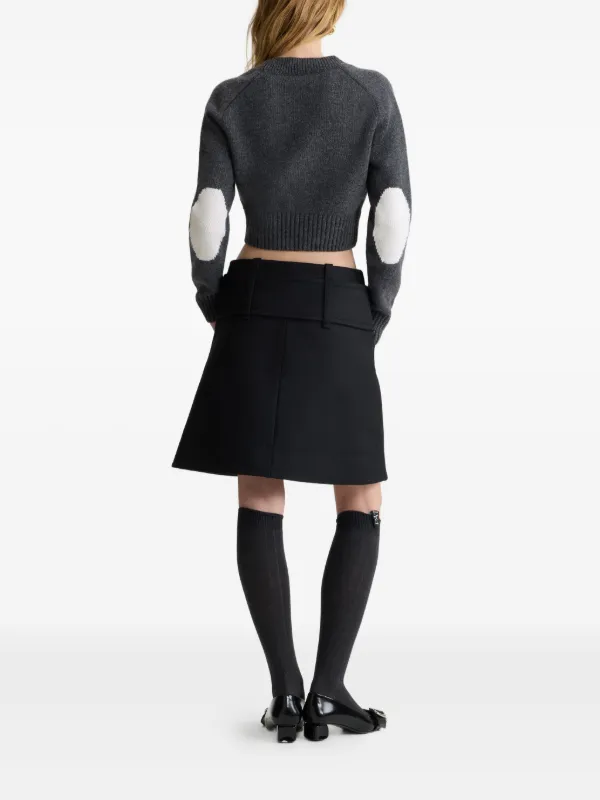 Patou elbow-patch Button Cardigan | Grey | FARFETCH