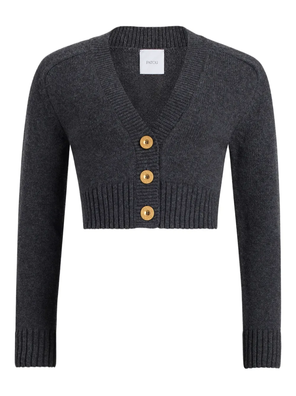 Patou elbow-patch button cardigan Grijs